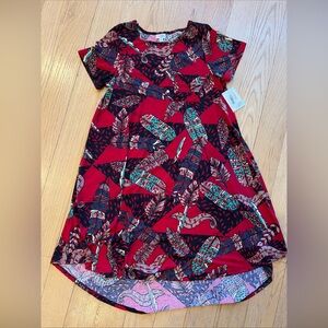 NWT NEW LuLaRoe Womens Dress Carly Large Feather Red Bird Pocket LULA ROE C15